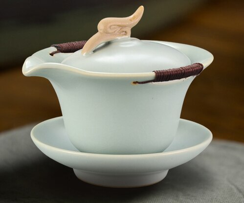 Ceramic Tea Tureen Hand-painted Ruyao Large Cover Bowl Chinese KungFu Gaiwan Tea Cup Bowl Teaware