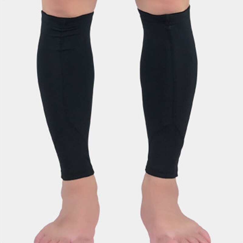 1 paar Antislip Compressie Been Mouwen Basketbal Voetbal Kalf Ondersteuning Running Shin Guard Fietsen Beenwarmers Zon UV Protector: black / L
