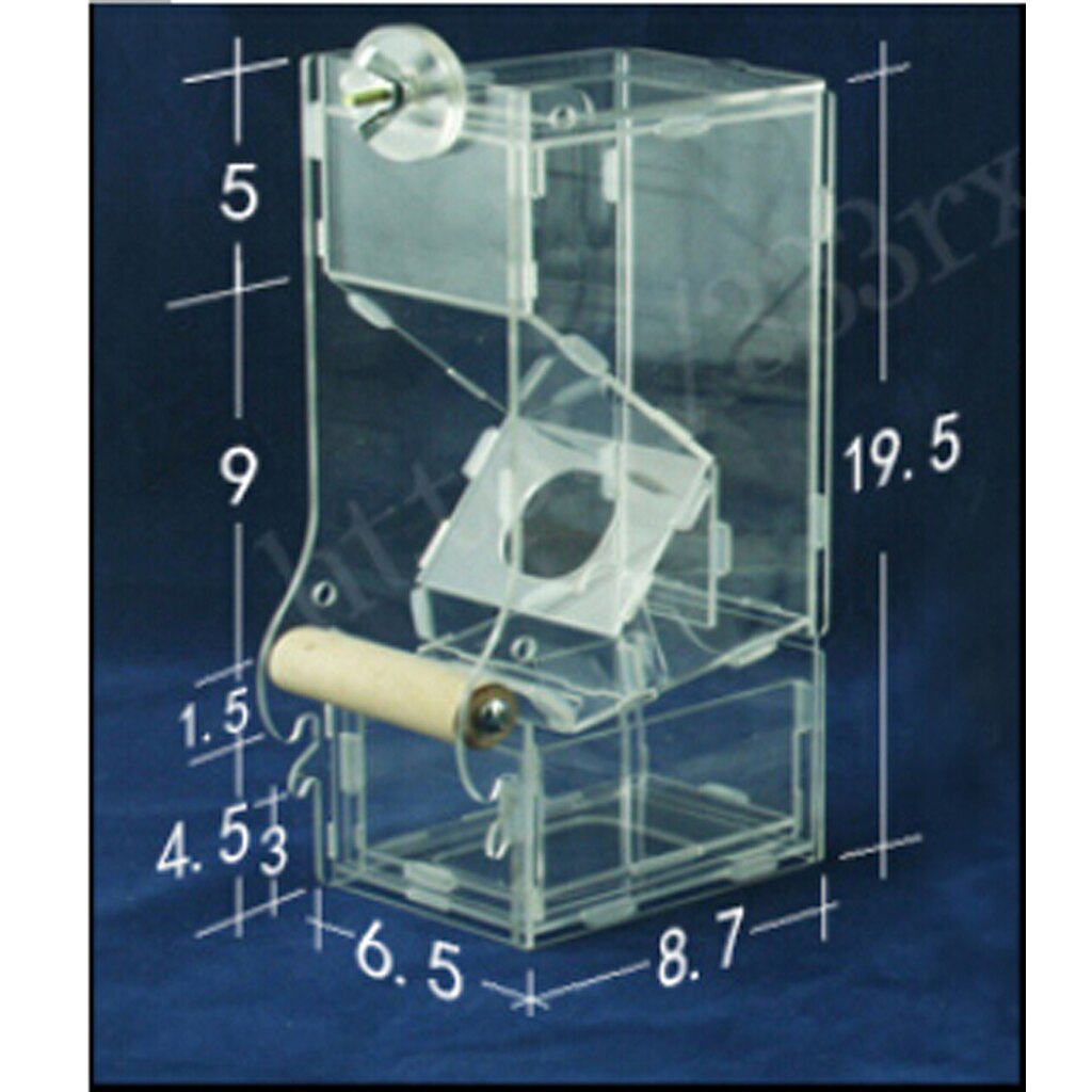 Clear Acrylic Pet Parrot Bird Automatic Cage Feeder Size Small Single Hopper Pets Supplies Accessories Birds Feeders