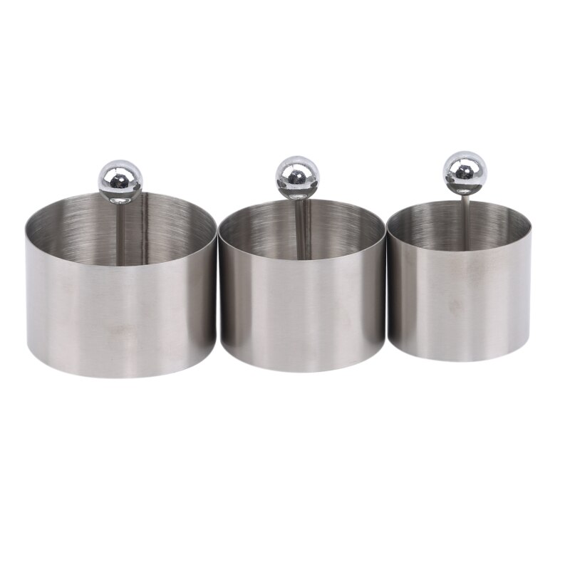 Molde redondo para platos fríos con tablero de empuje, herramientas creativas para platos de Hotel de cocina, plato para ensalada, molde que da forma de arroz frito de acero inoxidable: 3 lap 3 push