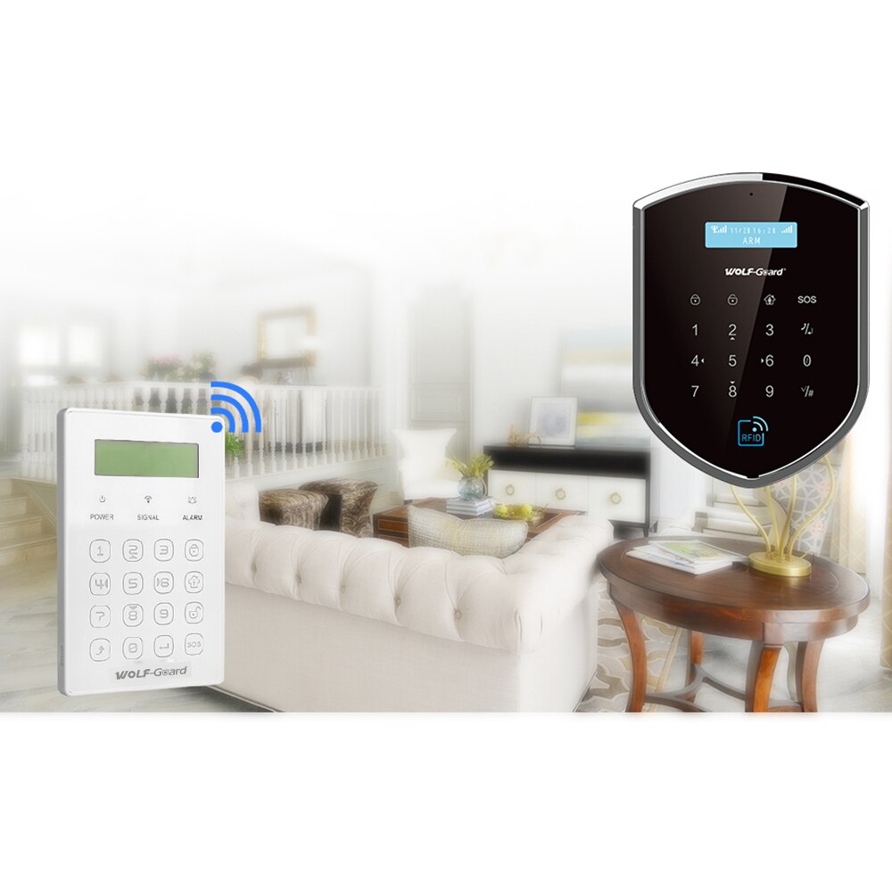 Wolf-Guard Portable Wireless RFID Keypad Keyboard Arm/Disarm Host Panel 433MHz for GSM Wifi Home Burglar Alarm Security System