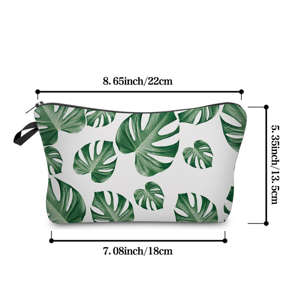 GABWE Style Tropical palmier vert feuilles imprimé frais sac de maquillage cosmétique pour les femmes Kosmetyczka Neceser Maquillaje