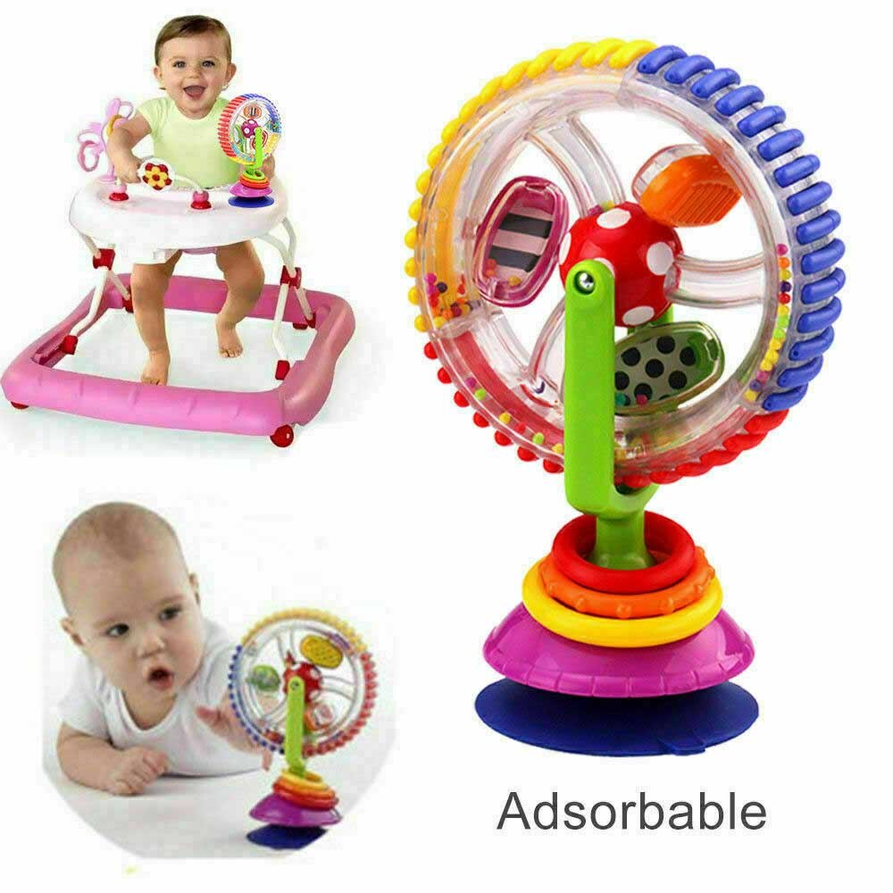 Hochet grande roue arc-en-ciel pour bébé, jouet pour enfant, chaise haute à aspiration