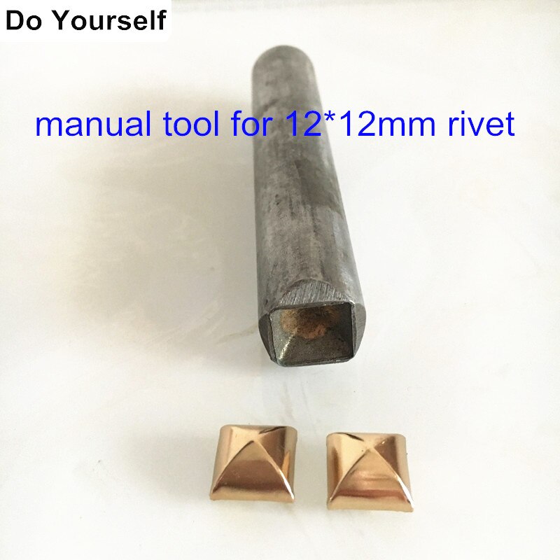 100 sets Plump Pyramid Rivet Spike With Base,12*12mm Square Metal Rivet Studs Punk Style DIY Rivets For Garments Decoration: 1 piece manual tool