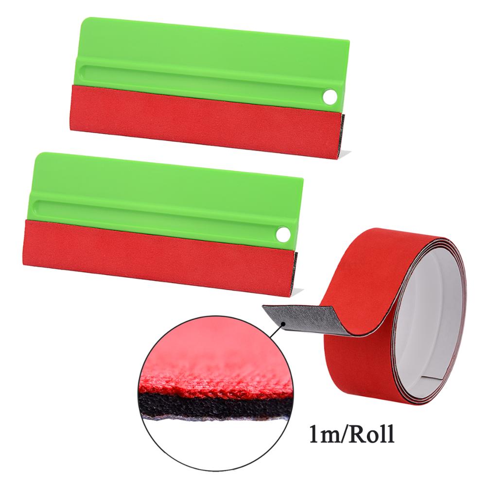 EHDIS 2PCS Vinyl Car Wrap Soft Scraper With 1M Fabric Felt Cloth Carbon Foil Film Install Squeegee Window Tinting Remover Tools