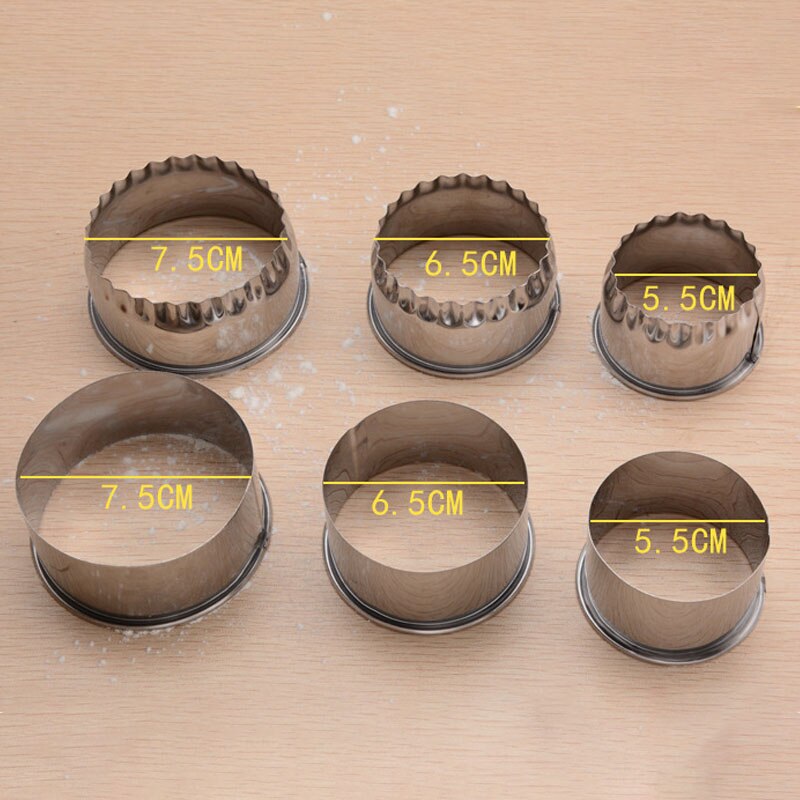 3Pcs Ronde/Bloem Vormige Deeg Snijgereedschap Keuken Gadgets Rvs Dumplings Cutter Draagbare Dumplings Wrappers Mallen