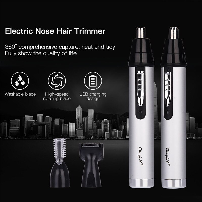 Machine Rechargeable 3 en 1 pour couper le nez et les oreilles, épilateur sûr tondeuse à cheveux, sourcils, flanc, 110-240V 41