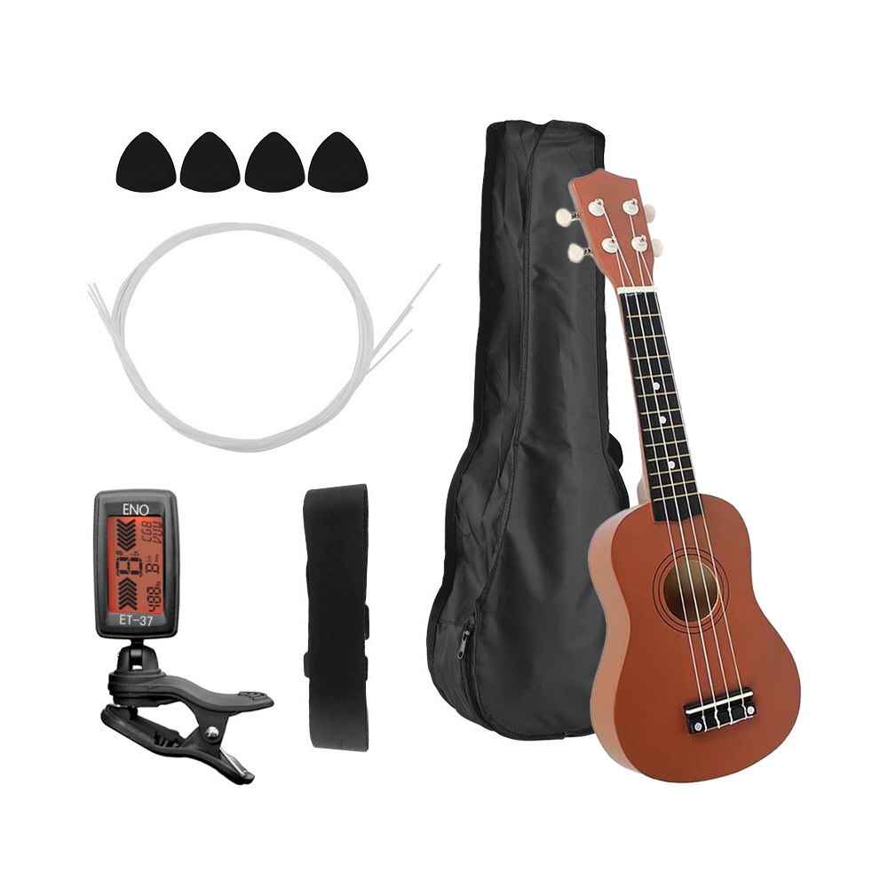 21 tommer farvet akustisk sopran ukulele ukelele uke kit basswood med bærepose uke rem strings vælger tuner: Rød