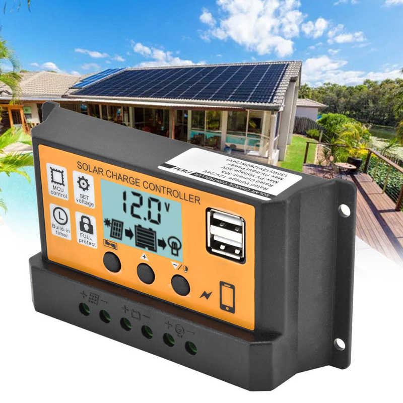 Solar Charge Controller Solar Panel Charge Controller Charging Control Regulator Smart Charge Controller LCD Display for