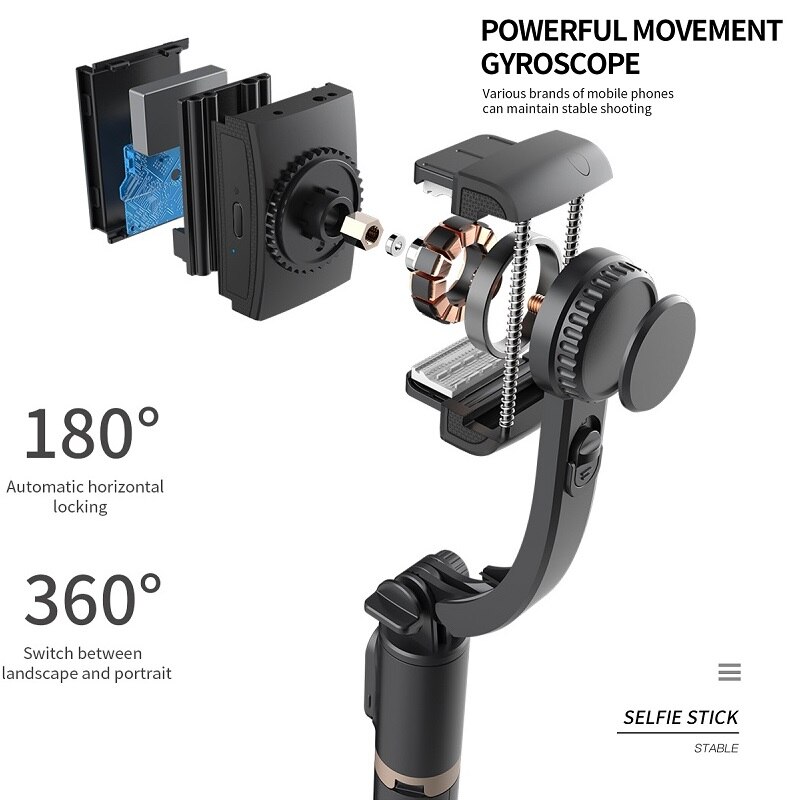 COOL DIER Phone Gimbal Stabilizer - 750mm Extended - Bluetooth - Adjustable Selfie Stand for iOS/Android