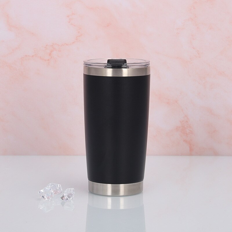 20 unzen 600ml Edelstahl Eis Bier Thermische Tasse Doppel Wand Vakuum Isolierte Tumbler Kaffee Reise Becher Mit Deckel: Black