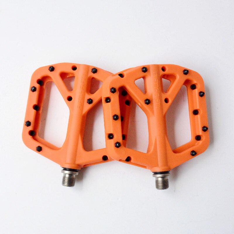 FIFTY-FIFTY Mountain Bike Pedal MTB Bicycle Flat Pedal non-slip nylon ultra light flat pedals: Orange