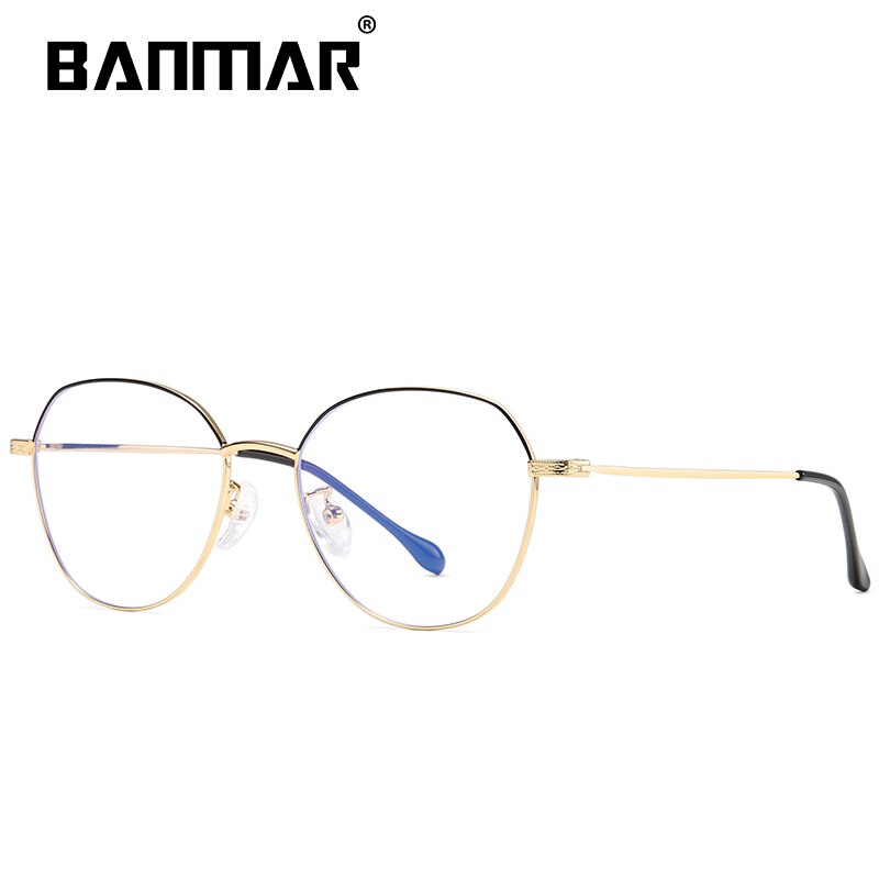 BANMAR-lunettes Anti lumière bleue, lunettes à blocage rondes, en alliage de Protection contre ordinateur, pour femmes et hommes rétro, monture: C1 BLACK GOLD