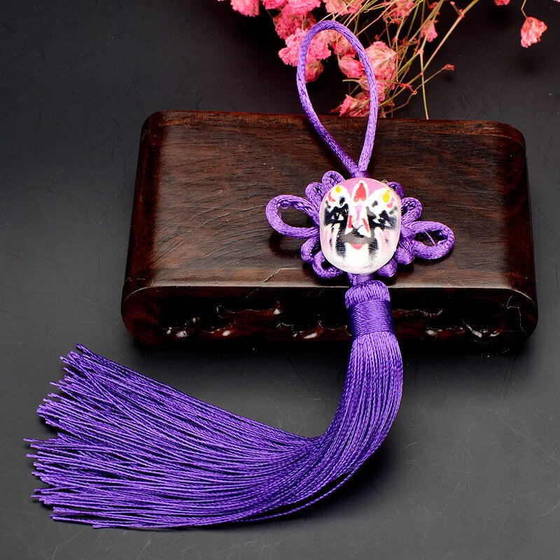 2 stuks facebook chinese knopen kwastjes diy sieraden gordijn kleding decoratieve accessoires autosleutels tas hanger knutsel kwastjes: Paars