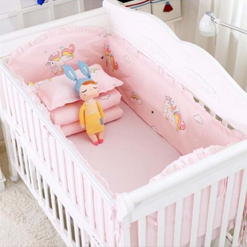 5 PCS Cartoon Baby Bed Bumper Set 120*70CM Nordic Cotton Cot Bumper For Newborns Crib Sides Cradle Protector Children Room Decor