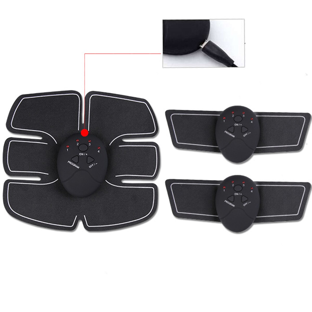 Toner de stimulateur d'abs de formateur de Muscle Abdominal de forme physique rechargeable d'usb 4 en 1 Applicable au bras et à la cuisse de taille d'abdomen