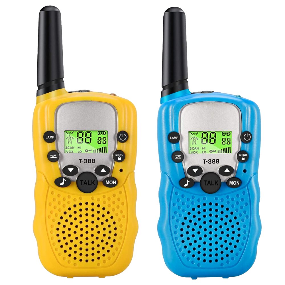 2/3 Pack Kids Walkie Talkies 3km Range 22 Channels 2 Way hand-free interphone Mini Two-Way Radio Station Family Camping: yellow blue