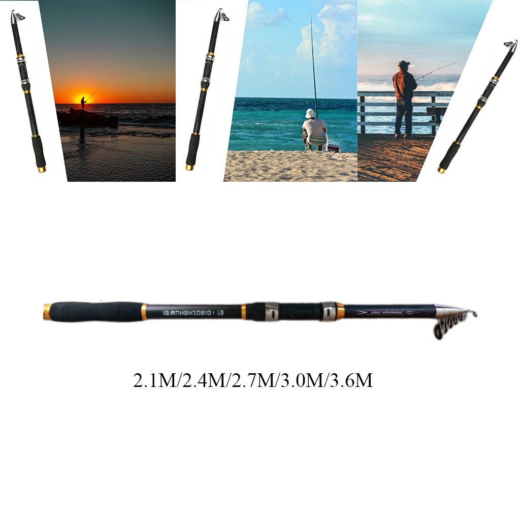 Caña de pescar retráctil portátil superdura, 2,1 m/2,4 m/2,7 m/3,0 m/3,6 m, grande, telescópica para pesca en el mar al aire libre