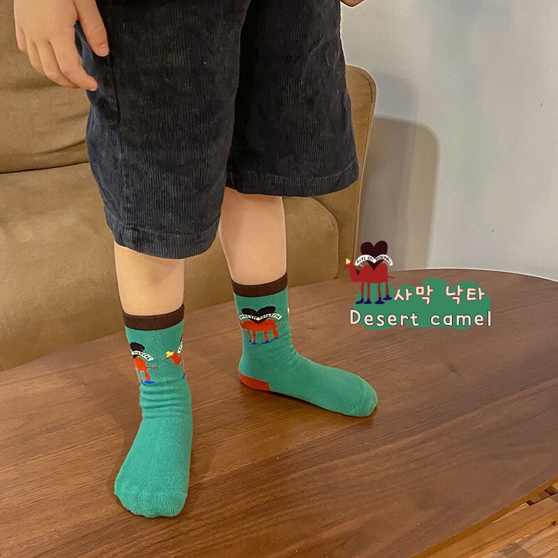 1-8Years Kinderen 4 Pairs Kinderen Sokken Lente Zomer Koreaanse Mode Cartoon Katoen Jongens Meisjes Sport Sokken