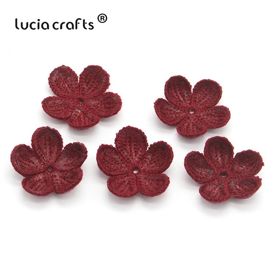 Lucia crafts 10/13 stuks 35mm wollen bloemen naai-op patches voor decoratie diy handgemaakte materialen accessoires  b0104