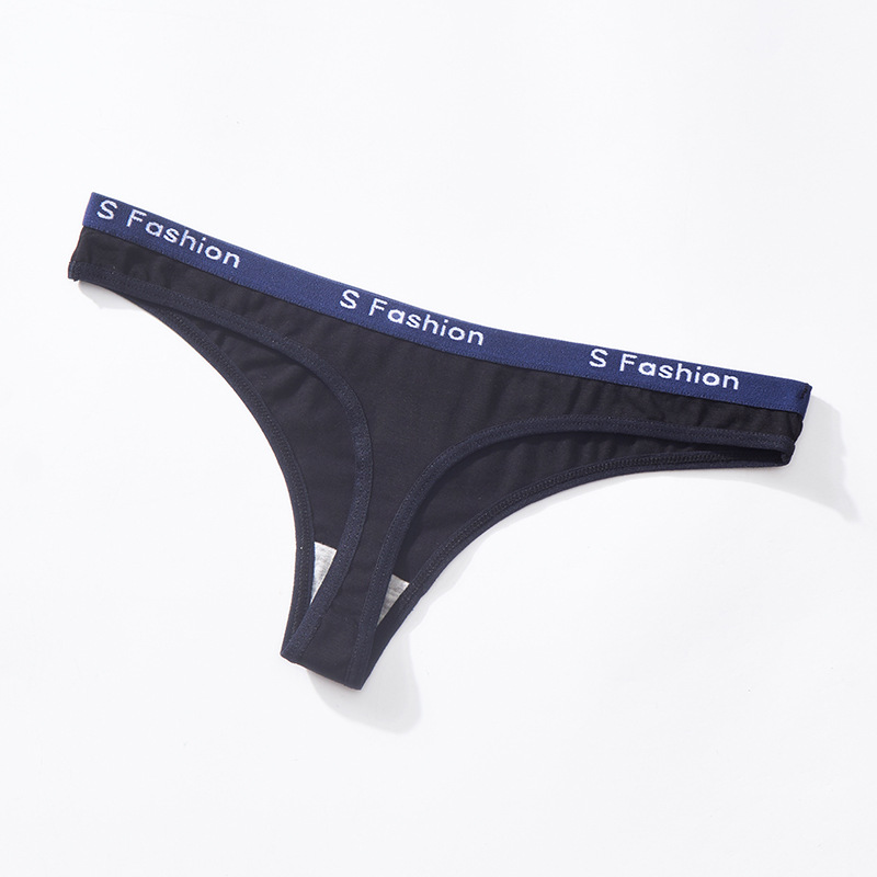 Sexede g-strenge dame bomuldstrusser lavtaljede g-strenge stribet ensfarvet underbukser pige komfortable trusser g-streng bikini: Xl / Sort