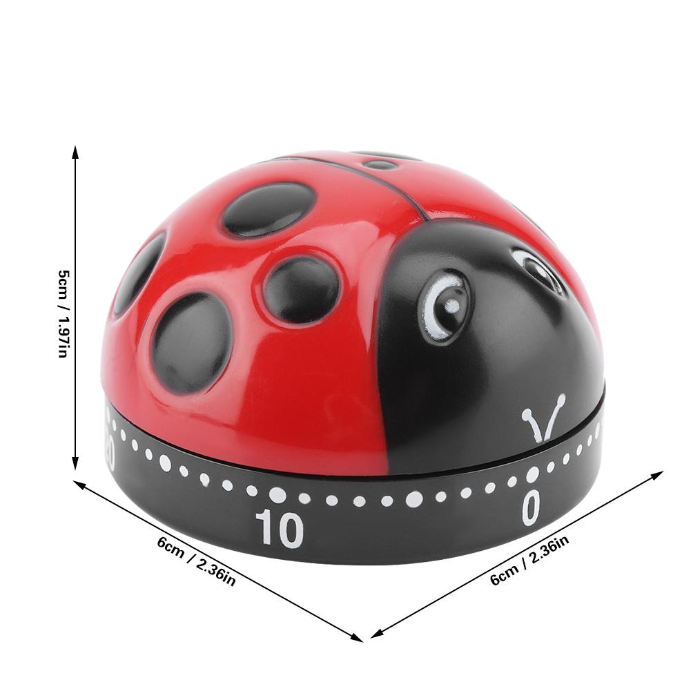 Kitchen 60-Minute Timer Ladybug-Shaped Rust-Proof Mechanical Alarm Clock Durable Kitchen Tools