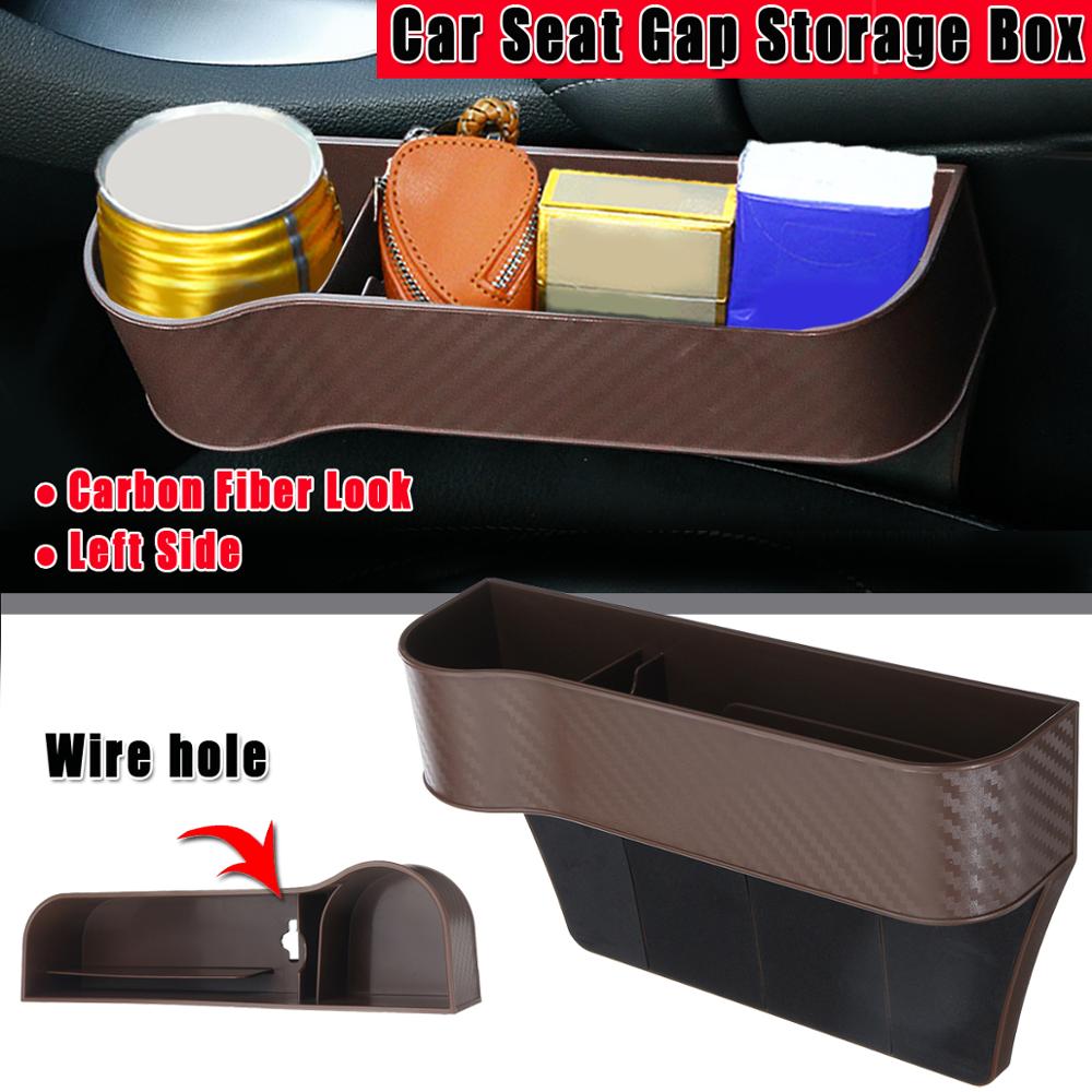 Left / Right Car Seat Crevice Gaps Storage Box ABS Plastic Auto Drink for Pockets Organizers Stowing Tidying Universal: 1pc LH Carbon Brown