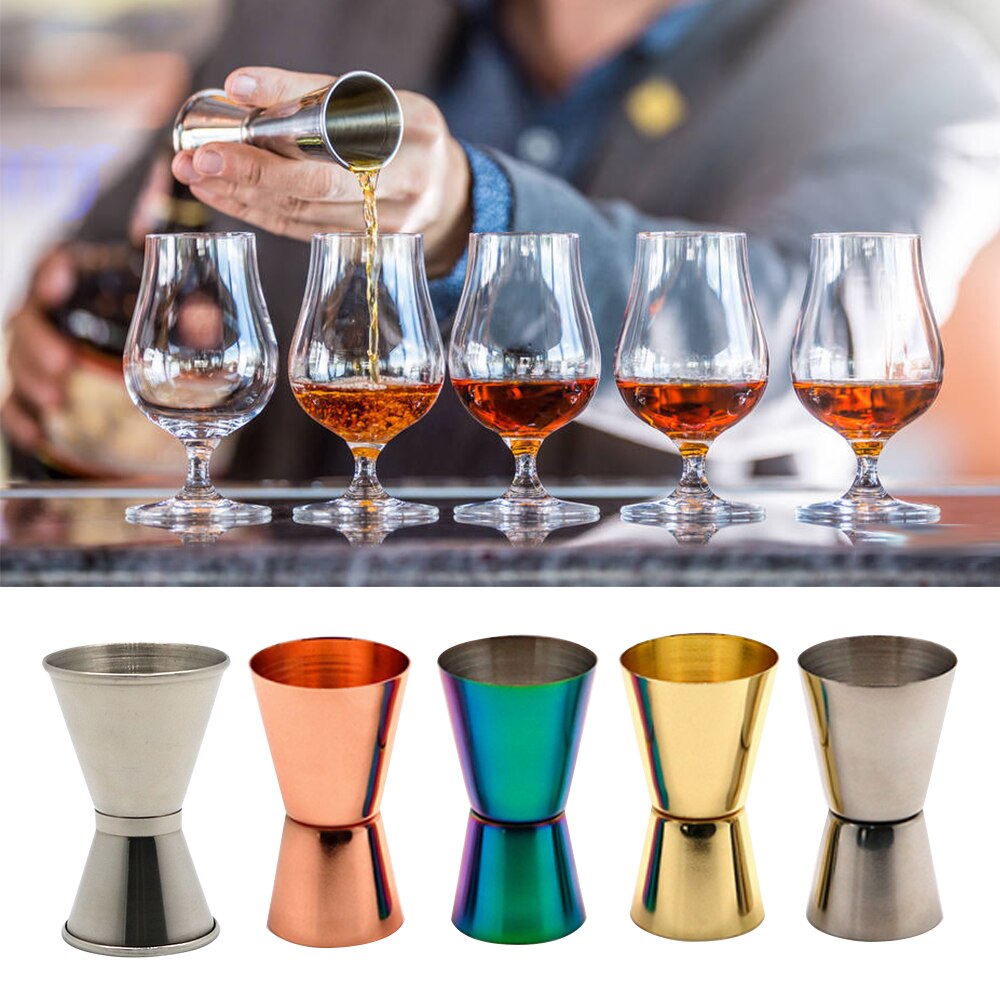15/30ml koktajl dwugłowy szklane robić baru Jigger miarka ze stali nierdzewnej miarka barmańska miarka narzędzie barowe akcesoria