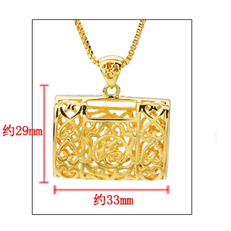 OMHXFC Europese Mode Vrouw Man Unisex Party Verjaardag Huwelijkscadeau Hollow Lock Tas 18KT Real Gold Charm Hanger PN24