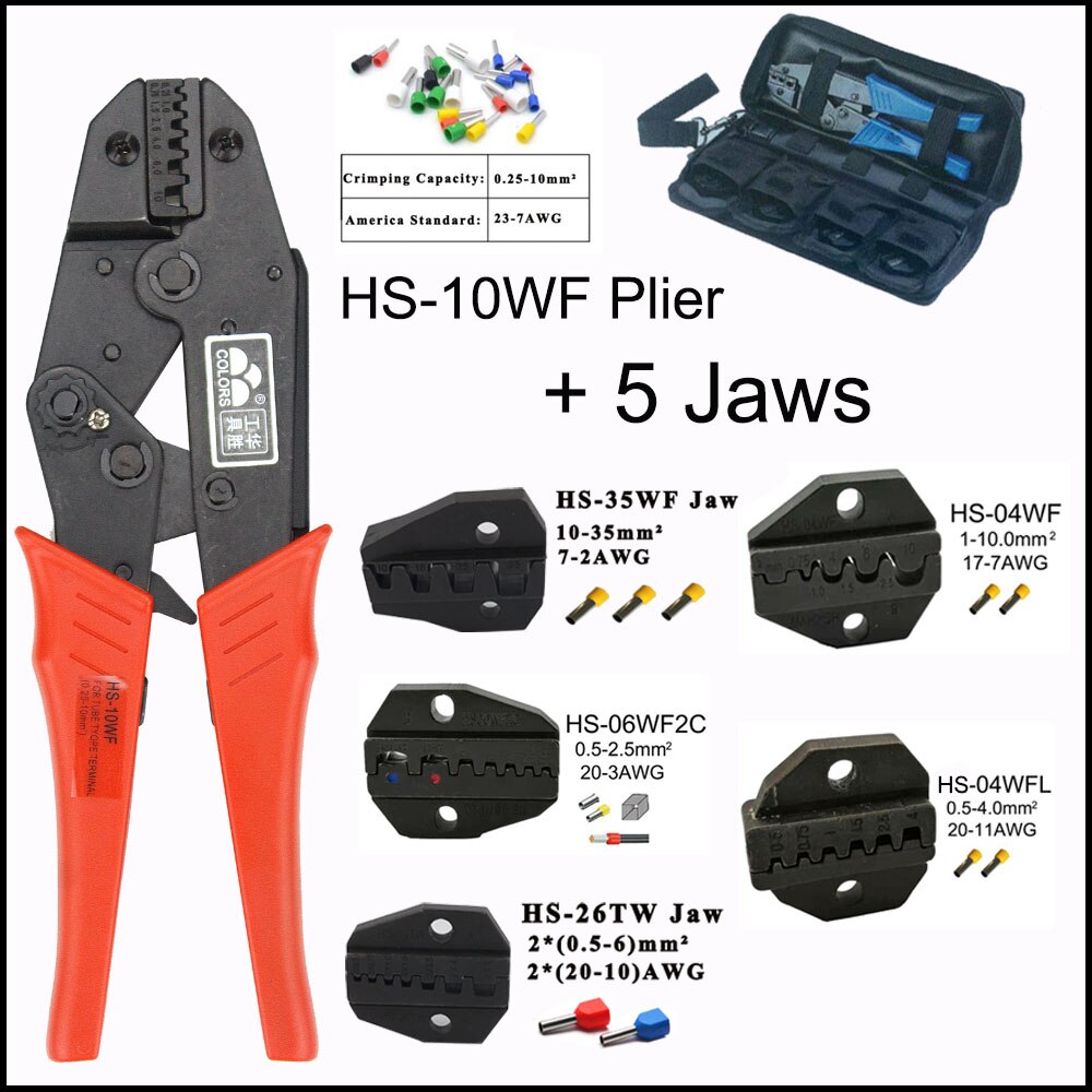 Tool kit terminal Crimping tool plier jaw 230mm Multi Functional Carbon Steel HS-40J+10 HS-25 european style Terminal Tool: Dark Blue
