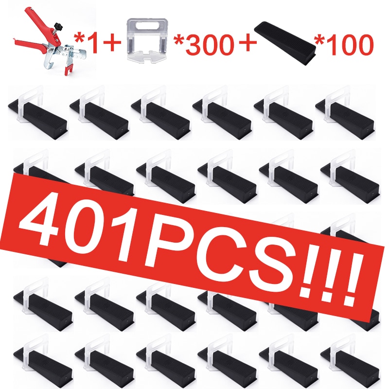 401 stücke fliesen nivellierung System 1mm/1,5mm/2mm/2,5mm/3mm 300 stücke Clips + 100 stücke Keile + 1 stück zange kunststoff fliesen Abstandshalter fliesen werkzeuge