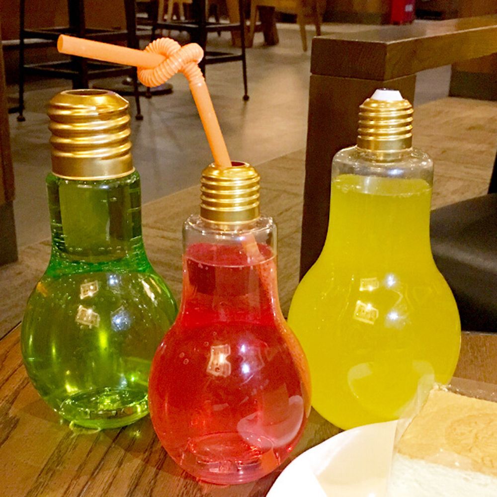Plastic Light Bulb Shaped Bottle Drink Cup Water Bottle arty Decor Flower Vase Multiuse