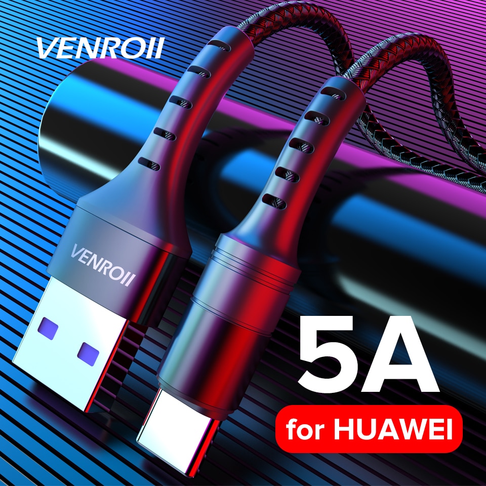 Venroii 1m 2m USB Type C Cable for Xiaomi Redmi Note 7 8 K20 5A Supercharge for Huawei Mate 30 P30 Pro QC3.0 Fast Charging Cord