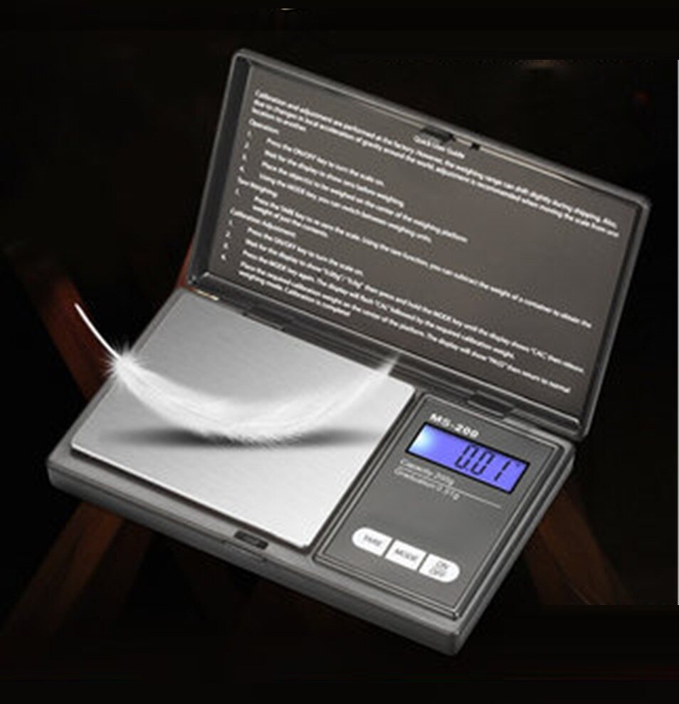 Balanza digital de alta precisión para cocina y joyería, balanza electrónica de bolsillo con pantalla LCD, alta precisión, 200g, 500g, 0,01g, balanza de joyería para pesar oro
