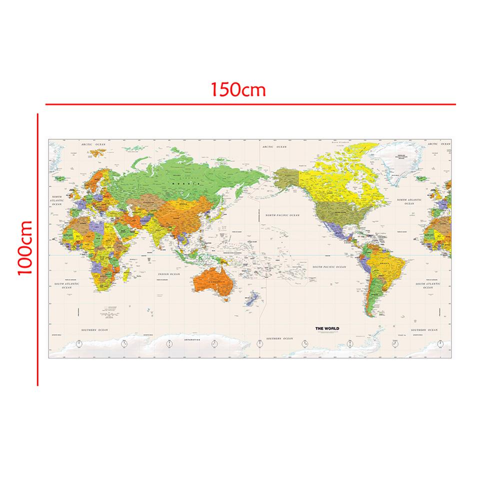 150x100cm mapa físico del mundo sin bandera mapa detallado de las principales ciudades de cada país para viajes y viajes