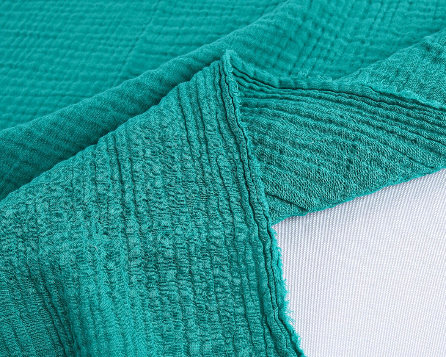 2-Layered Gauze Soft Crinkle Cotton Muslin Fabric 135x50cm - Sold By The Half Meter: Teal