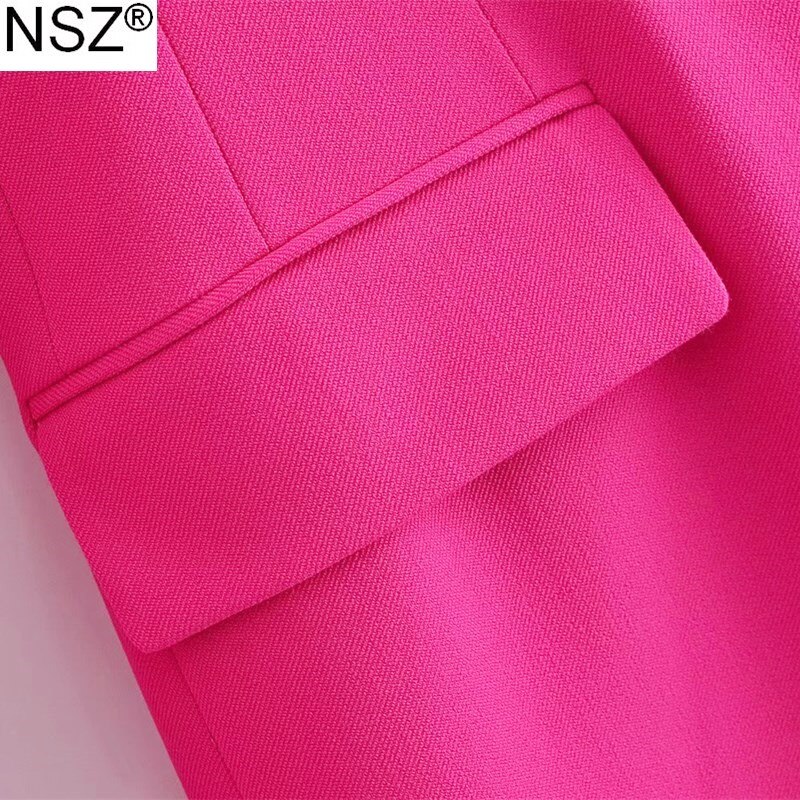 NSZ-Blazer rosa para mujer, Chaqueta de traje con un solo botón a la , abrigo de oficina para mujer, abrigo de negocios, color fucsia
