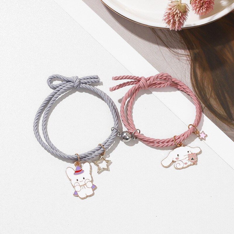 Romântico 2 pçs/set Ímã Pulseira Casal Bonito Do Cão Do Gato Pingente Braslet BFF Amigo Braclet Pulseras Brazalete Emparelhado Presente Para O Amor: Elephant Rabbit