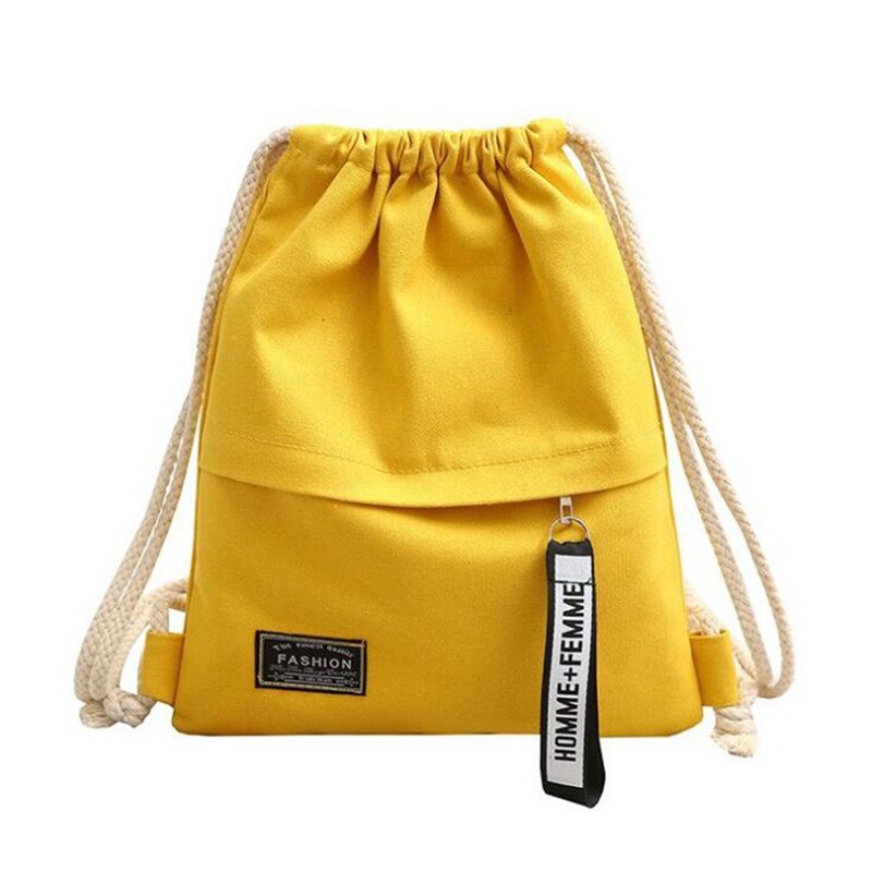 Canvas Drawstring Backpack Canvas Storage Pack Rucksacks Pouch for School Back Pack for Teen School Canvas Drawstring Bags: Yellow
