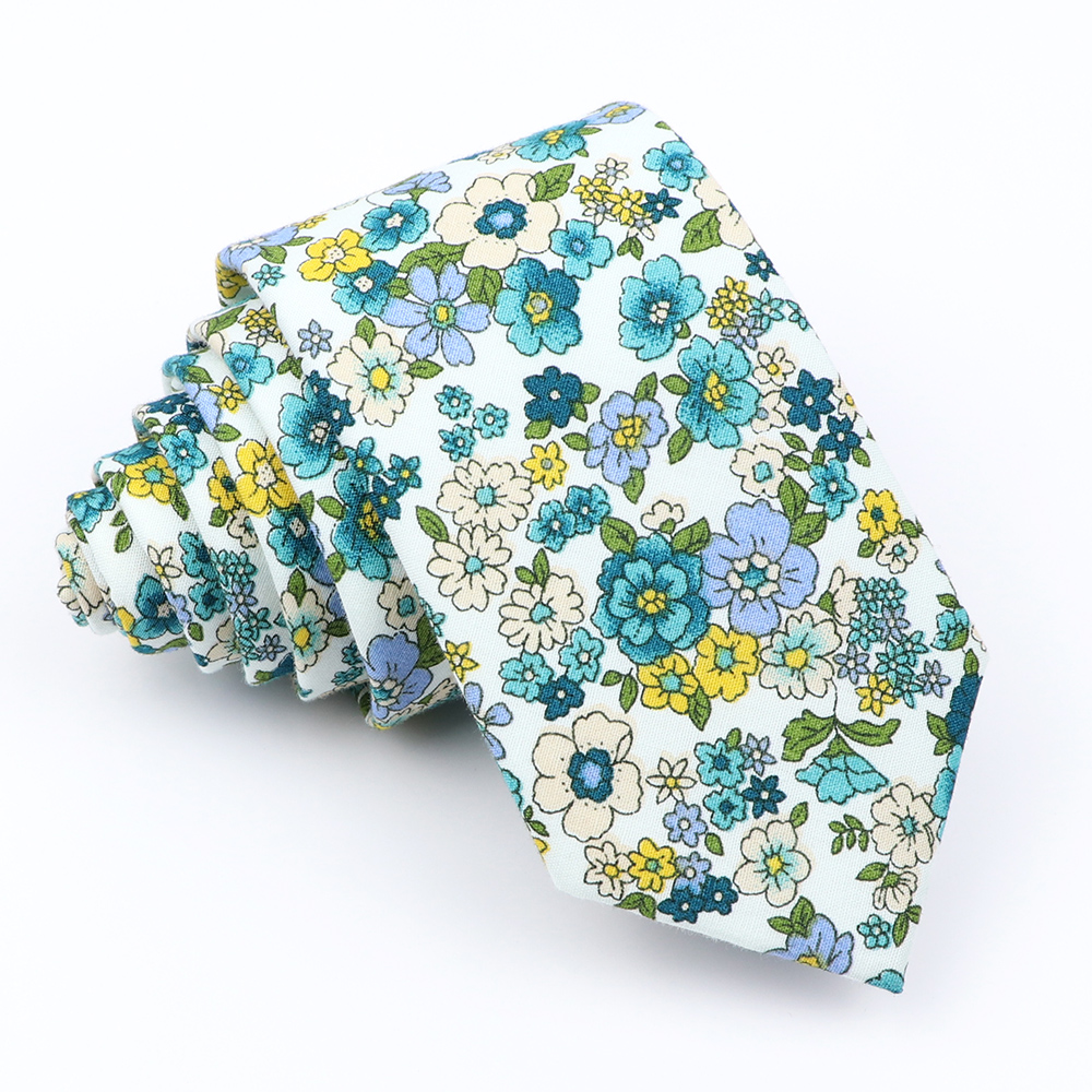 Nueva corbata Floral de algodón para hombres y mujeres, corbata ajustada con estampado para boda, corbatas informales para hombre, trajes clásicos, corbata de flores: YELLOW