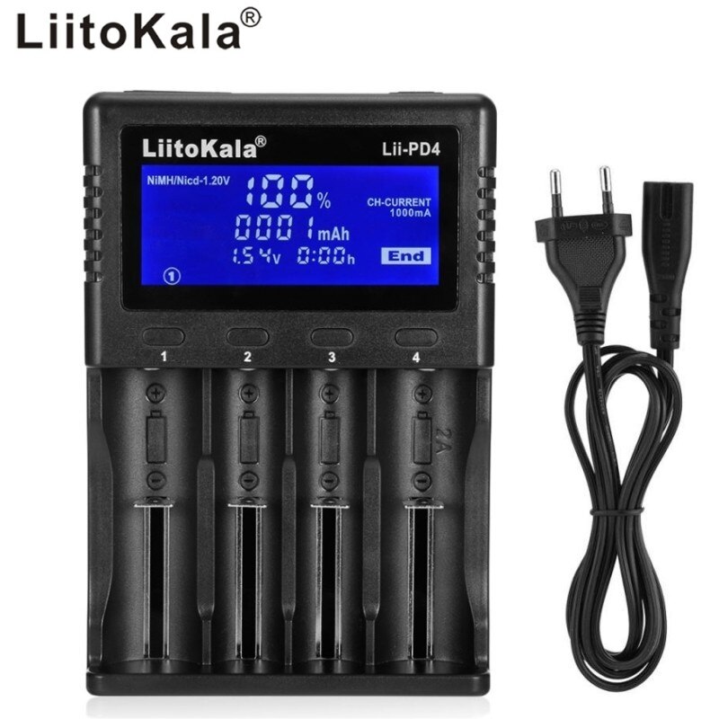 LiitoKala-cargador de batería inteligente lii-500S lii 500S, LCD, 1,2 V, 3,7 V, 18650, 17500, AA, AAA, cargador de batería de litio para linterna: liiPD4 AC Adapter / US