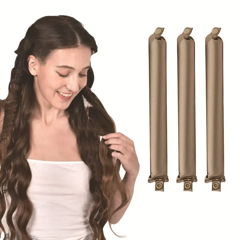 Heatless Haar Krultang Curling Rod Hoofdband Geen Warmte Haarrollers Satijn Luie Krullen Zachte Krulspelden Slapen Flexi Staven Styling Tools: GRIJS