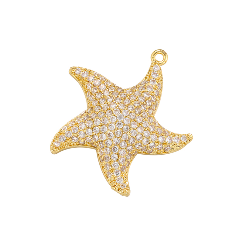 ZHUKOU-abalorios de estrella de mar para fabricación de joyas, colgantes de circonia cúbica para collares DIY, accesorios de joyería, VD1248