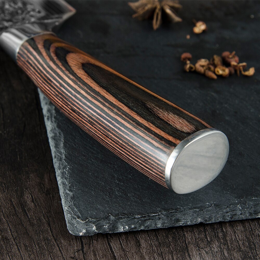 Couteaux de cuisine japonais en acier inoxydable 4cr13, ustensile de cuisine damas couteau à trancher au marteau forgé de 8 pouces couteaux de cuisine utilitaires