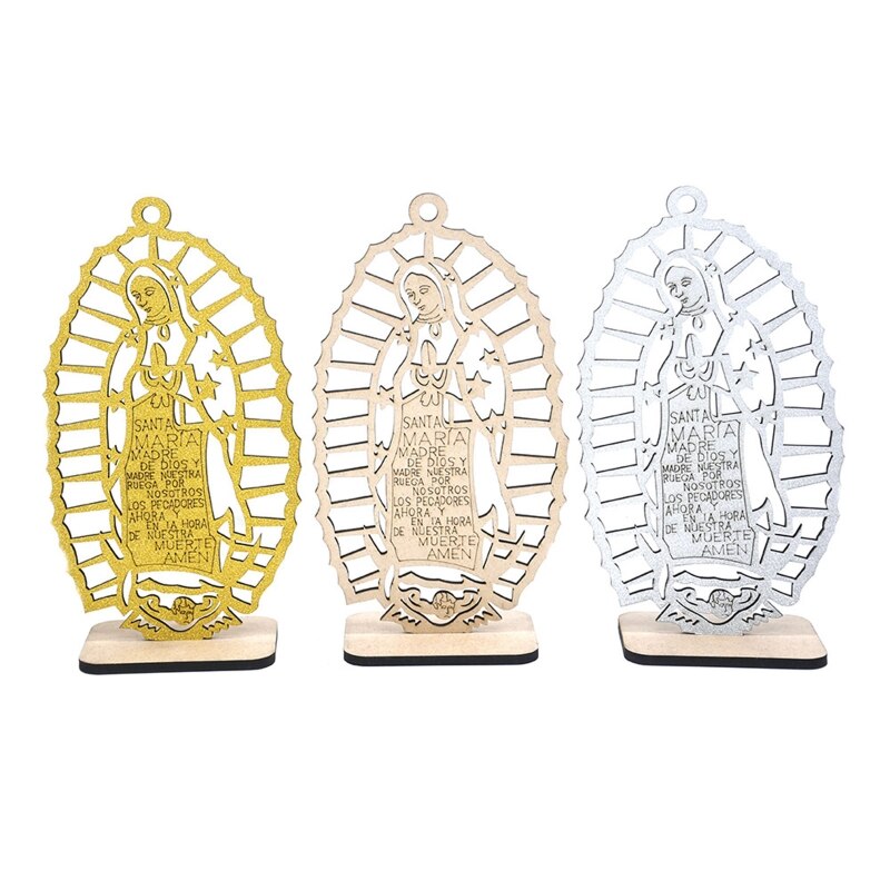 Houten Uitsparingen Guadalupe Opknoping Ornamenten Gebed Aandenken Kerstboom Decor