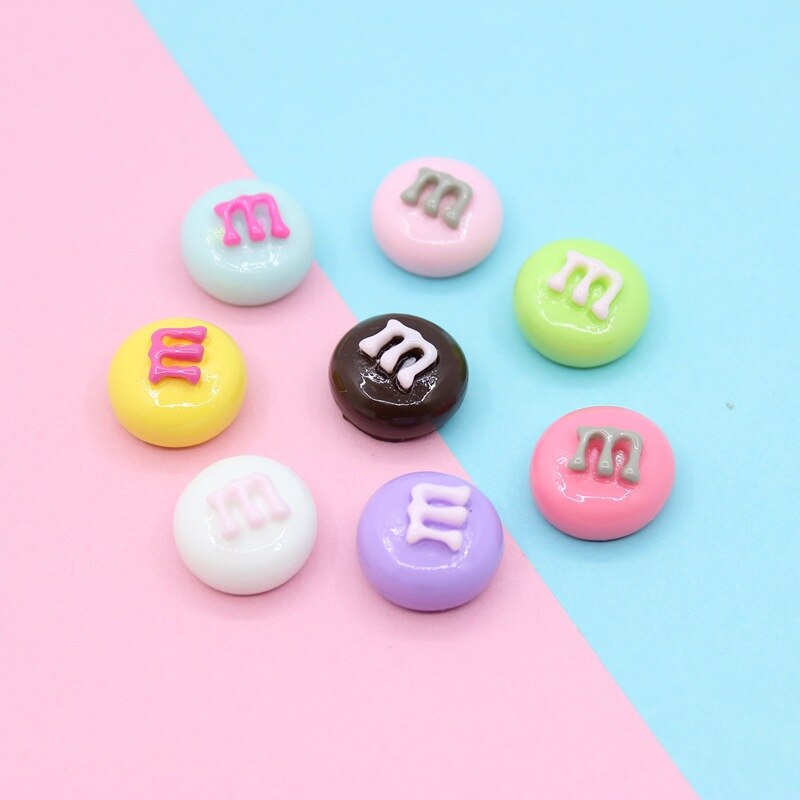20Pcs Gemengde Kleur Kawaii Hars M Kralen Plaksteen Cabochons Voor Strikken Diy Phone Case Deco Onderdelen Plat Hars cabochon Plakboek: StyleD mixed 15mm