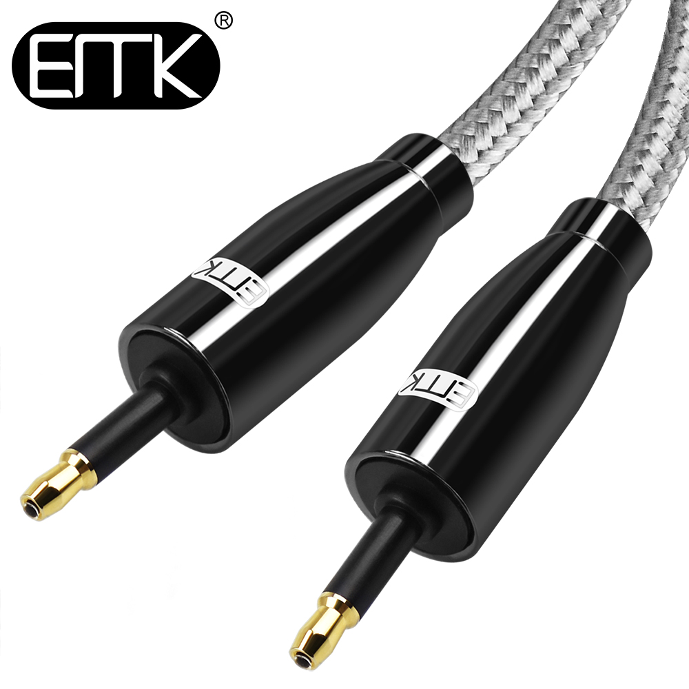 EMK Optisches Kabel 3,5 Mini Toslink zu Toslink Kabel Digitales SPDIF Glasfaser-Audiokabel Toslink 3,5 auf 3,5 Audiokabel 1 m 2 m