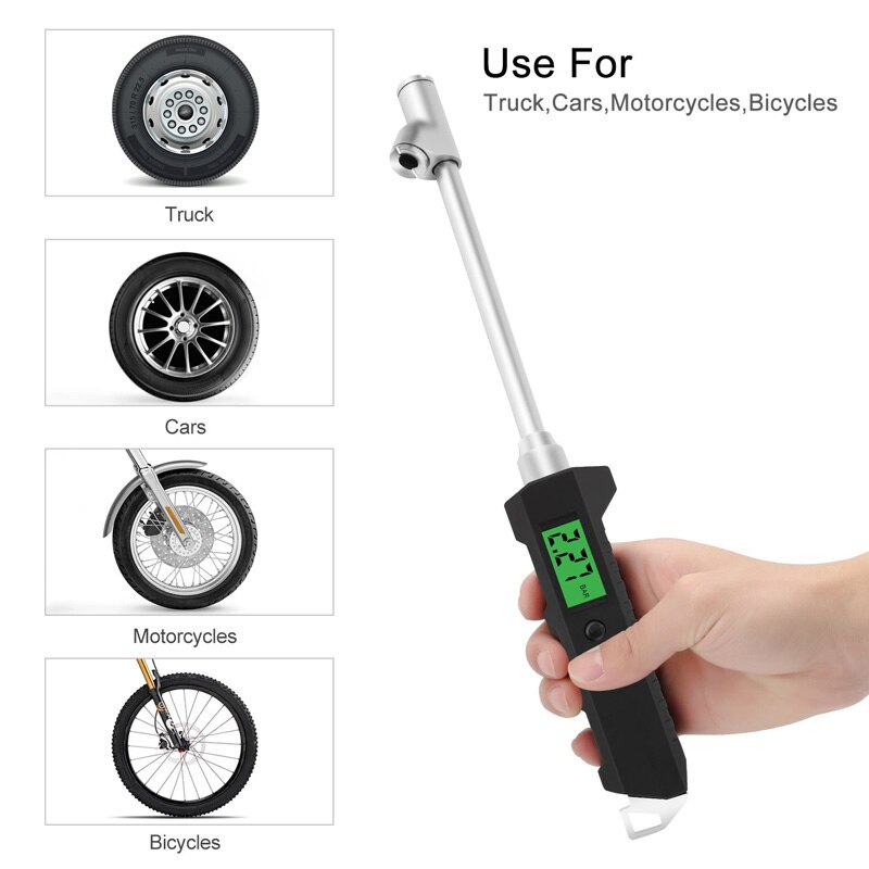 Geartronics Digital Tire Pressure Gauge Dual Head 200 PSI Heavy Duty Tire Gauge For Truck Car 4 Setting With Backlight LCD