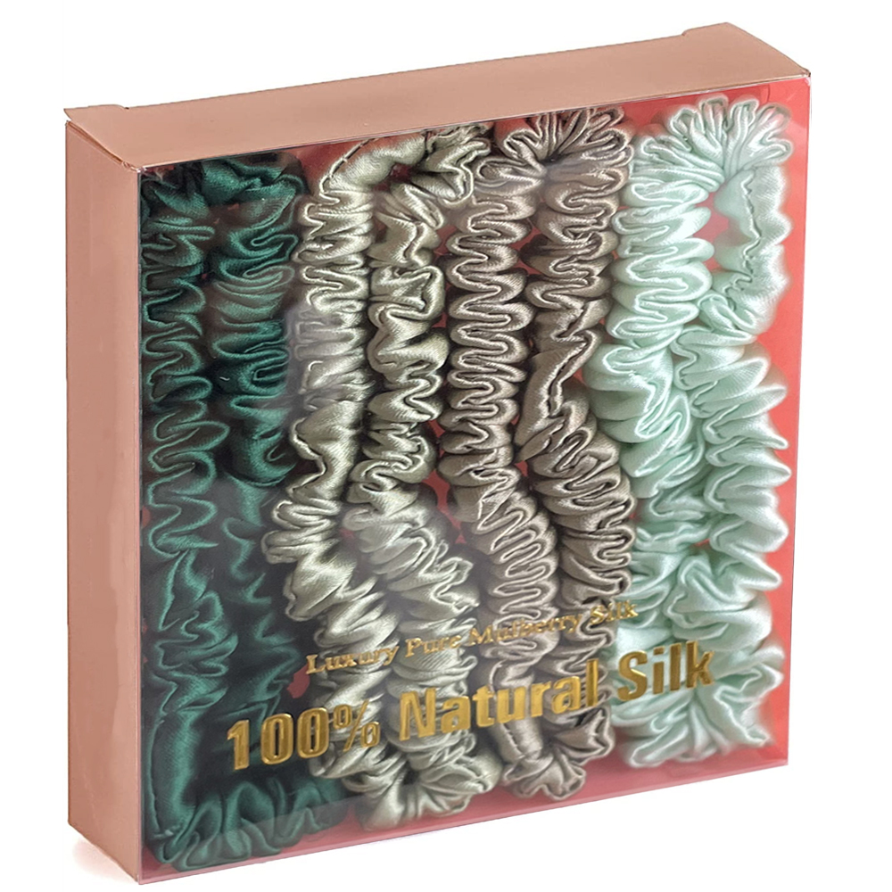 3/4Pcs Box Moerbei Zijde Haar Chouchou Handgemaakte Haarbanden Vrouwen Meisje Haaraccessoires Pure Kleur Natuurlijke hairties