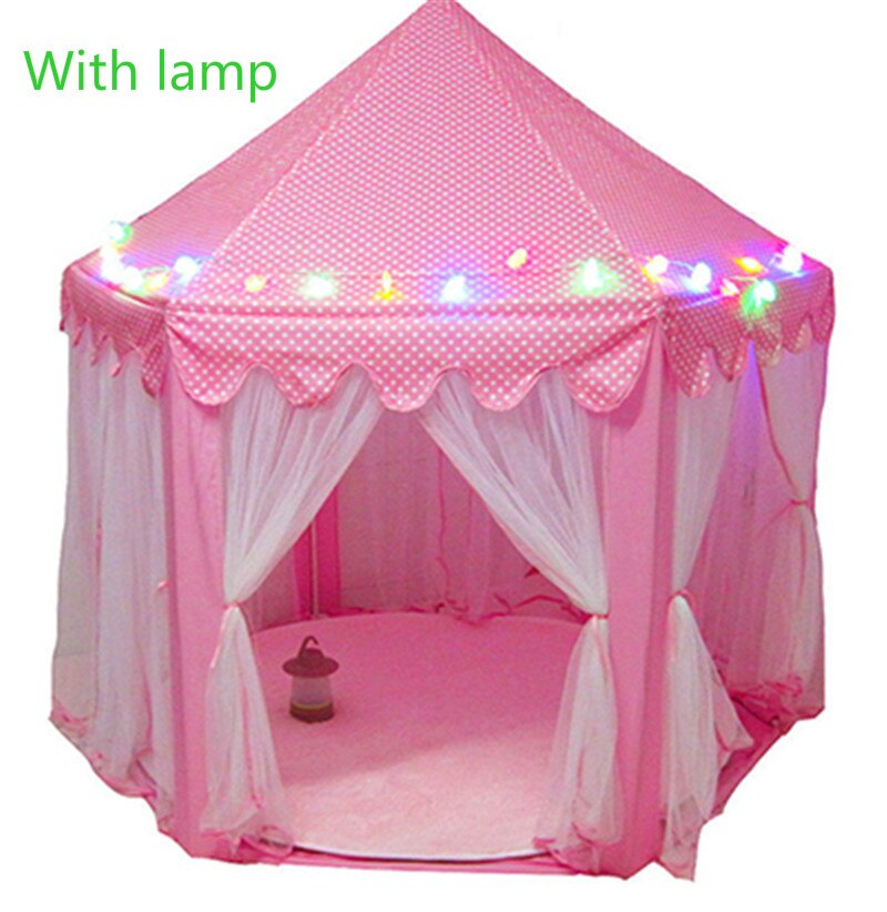 Play House Game Tent Toys Ball Pit Pool Portable Foldable Princess Folding Tent Castle Tents Toy For Kids Children Girl: lamp A